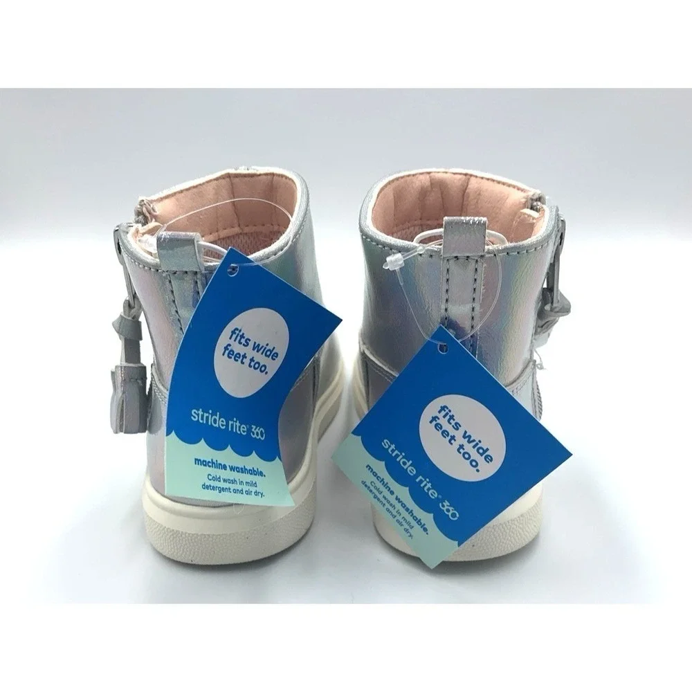 Stride Rite Melody Boots Kids Silver‎ Iridescent KG009201 Size 7M